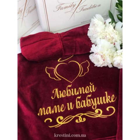 Женский махровый халат "Крылья сердца"